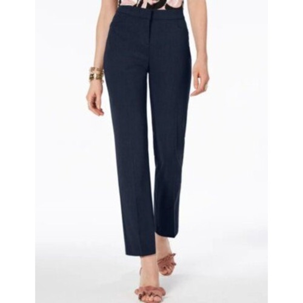 Tahari Women Navy Blue Pants Size 12/31 Flat Front Stretch
